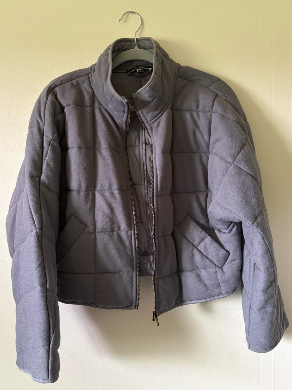 Blue Blush Quilted Puffer Jacket - Gray